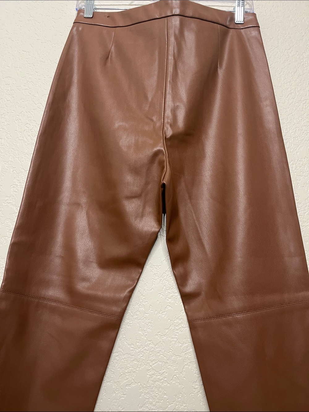Zara Women’s Size Large Brown Faux Leather Skinny Pants With Zippers at Ankles - Picture 9 of 11
